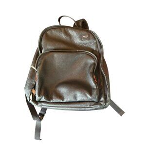 Jack Spade Black Leather Backpack Multiple Compartments & Adjustable Straps